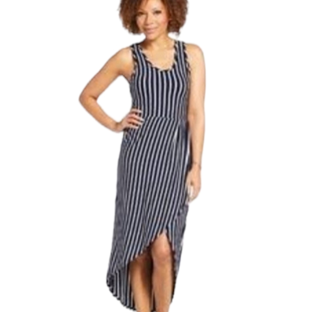 Sunday in Brooklyn Sleeveless Striped Faux Wrap Maxi Dress